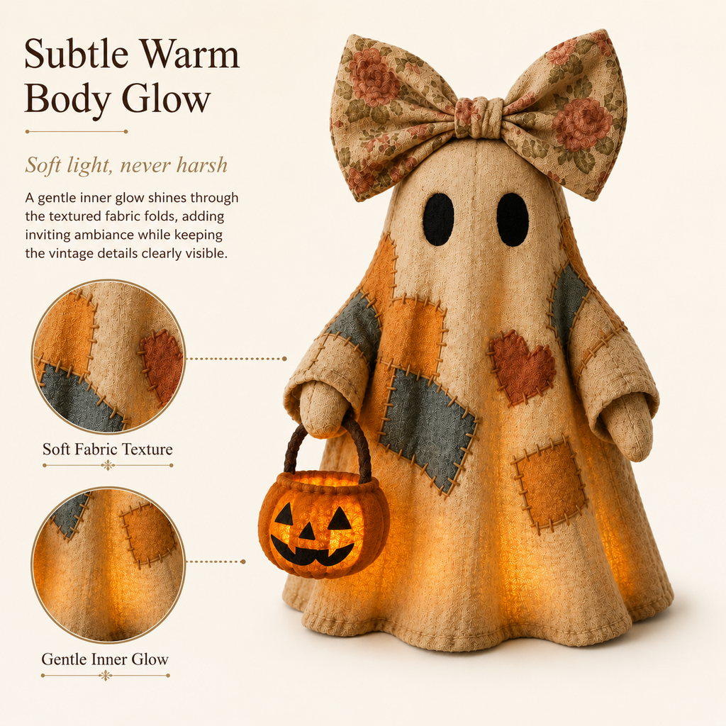 Lighted Vintage Patchwork Ghost