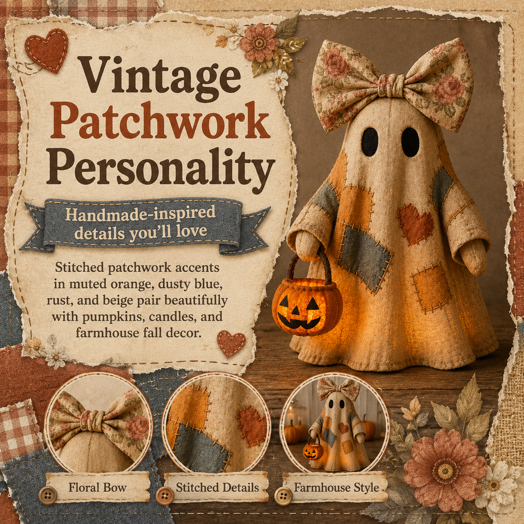Lighted Vintage Patchwork Ghost