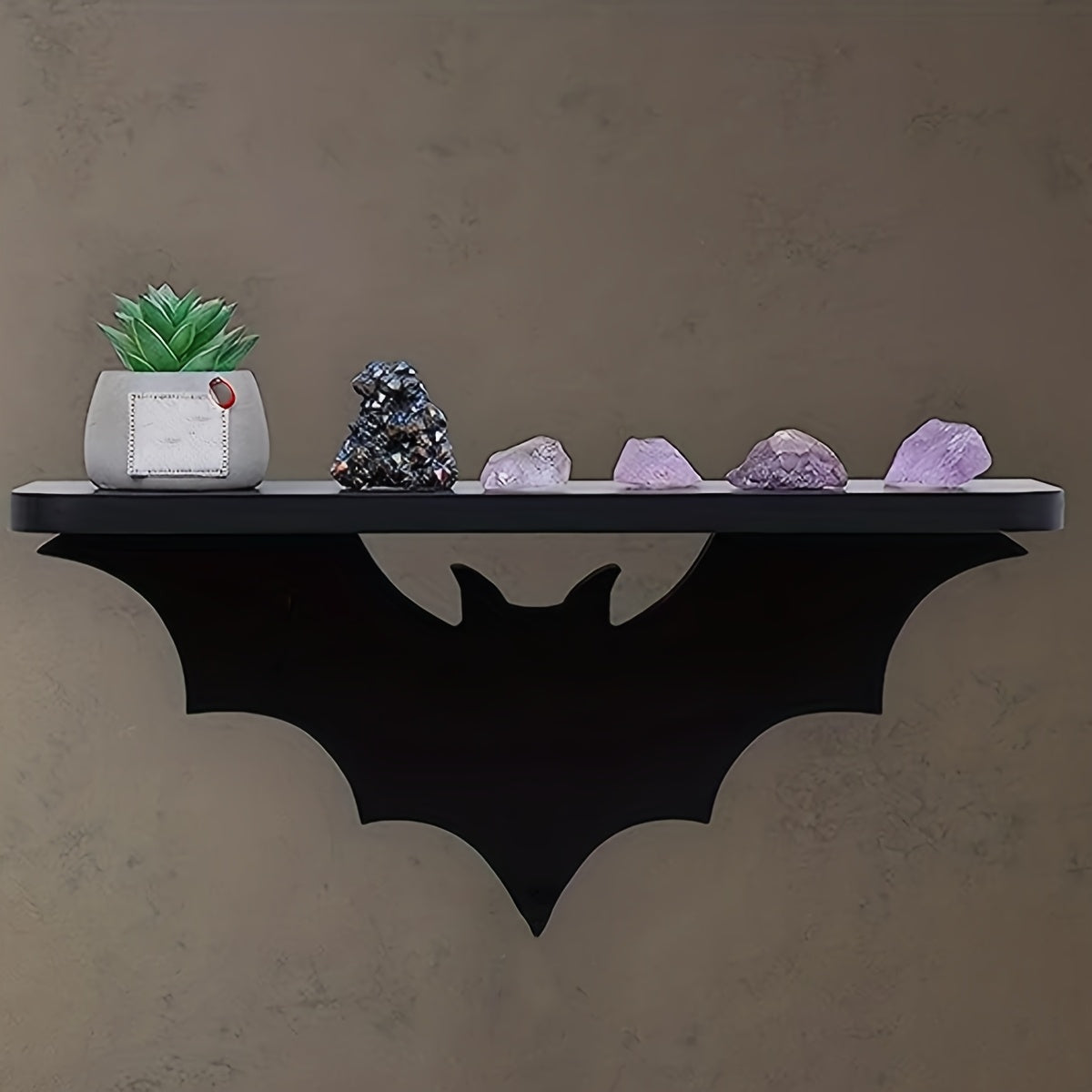 1pc Bat-Shaped Floating Shelf - Contemporary Gothic Wall Decor, Durable ABS Plastic with Pre-Drilled Holes for Easy Installation, Halloween & Living R