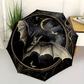 Bat Moon Gothic Umbrella - Automatic Open/Close, Compact Folding design with Bat & Moon Night Sky Art - Lightweight Umbrella for Halloween, Cosplay, T