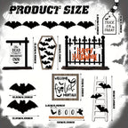 Halloween Tiered Tray Decor Set 14pcs - Bat Wooden Signs Farmhouse Black White Rustic Table Decorations for Kitchen Home Party Supplies