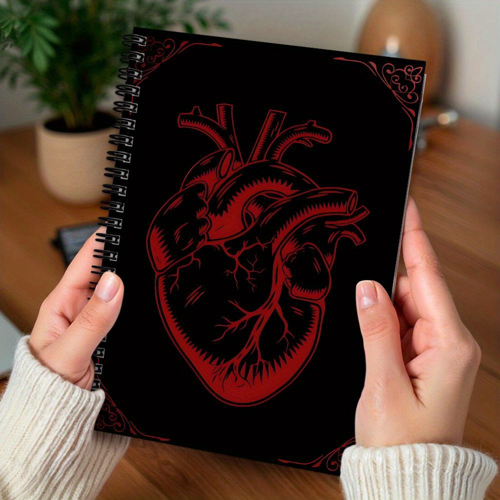 1pc Gothic Spiral Notebook Journal - Red Heart organ design, Gothic Witchy Stationery for Writing, Dark Academia Office, School, Travel - Gift for Got