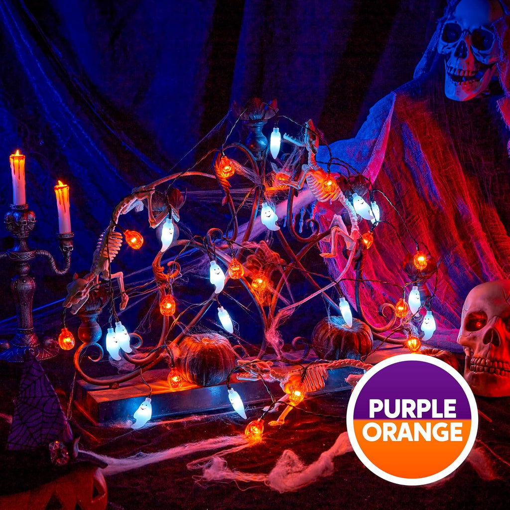 19.7FT Halloween String Lights, 30 LED 3D Ghost Pumpkin Lights, 8 Modes