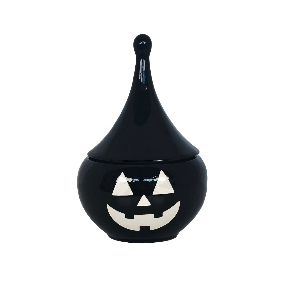 Black Ceramic Jack-O'-Lantern Jar