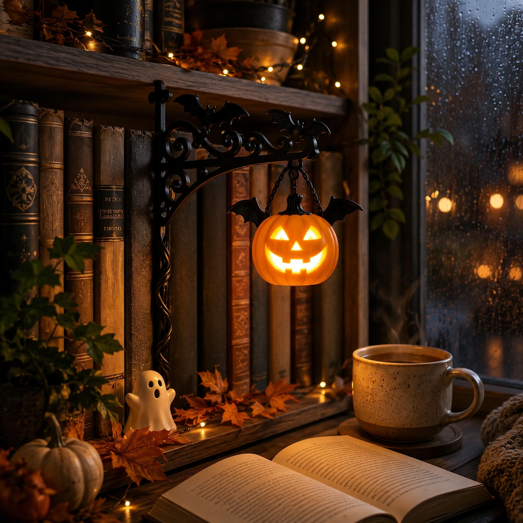 Halloween Bookshelf Hook Light – Spooky Cute LED Shelf Decor For Book Lovers