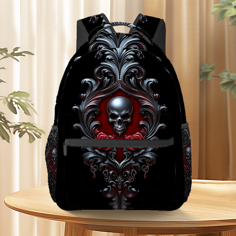 3D Printed Gothic Rose Blood Skull_4 (2) Outdoor Sports Backpack, Travel Backpack, Adjustable Comfortable Shoulder Strap Sporty Backpack Suitable for
