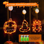 3 Pack Halloween Window Light Spider Witch Hat Pumpkin with Orange Light Hanging Halloween Decoration Light with Suction Cup Hanging Holes