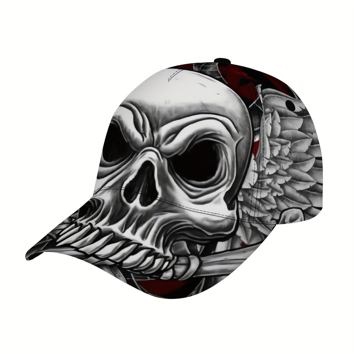 1pc Adjustable Skull Pattern Baseball Cap with Sun Protection - Breathable, Lightweight Polyester Hat for Outdoor Sports, Skateboarding, and Daily Fas