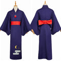 Adult Men Blue Robe With Belt Kimono Carnival Halloween Cosplay Costume